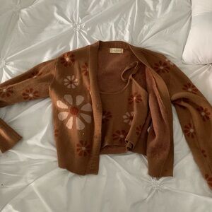 Altar'd State Brown and Pink Cardigan Matching Set